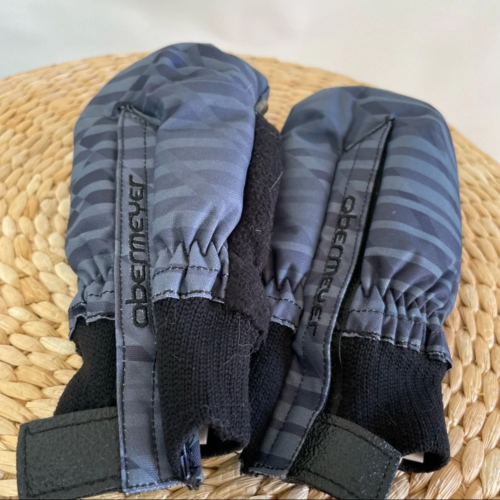 Obermeyer Black Striped Small Kids Mittens Size L